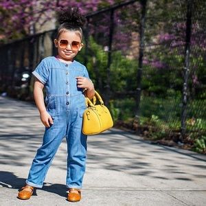 Toddler Denim Button-Front Jumpsuit